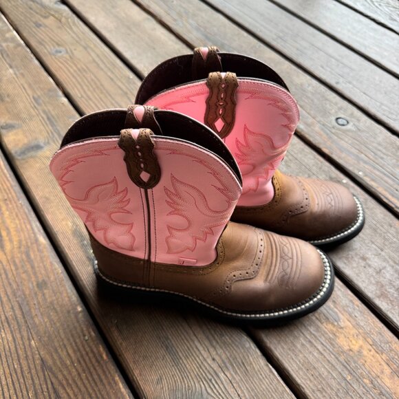 Justin Brown & Pink L9901 Gypsy Western Boot with Bay Apache in Women's 9B - Picture 2 of 12